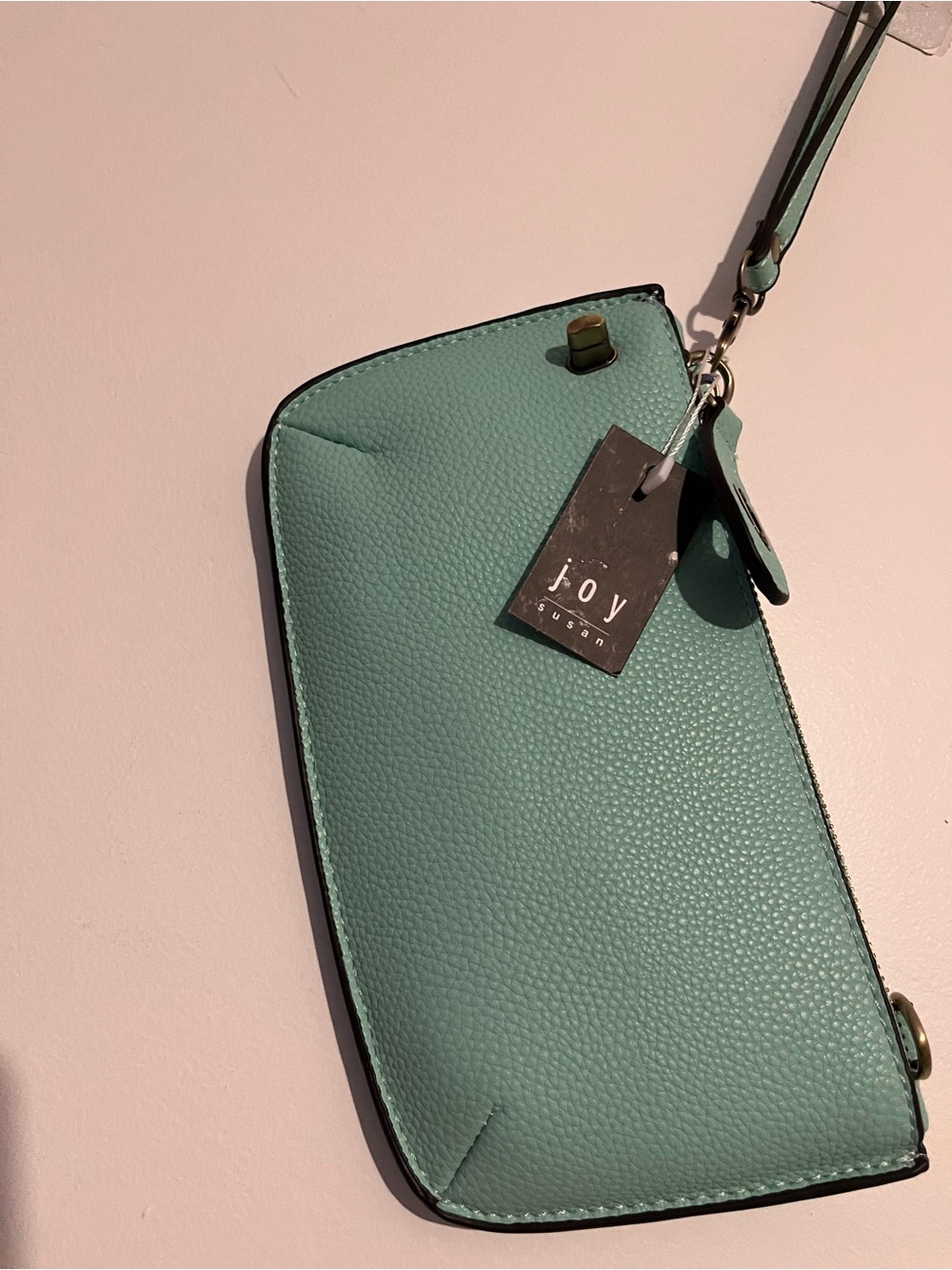 Joy Susan Mint Green Pebbled Wristlet